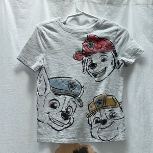 Paw Patrol Gray Tee with Red, Blue, and Yellow Helmets